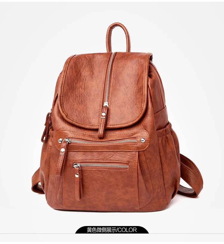 Women High Quality Leather Backpacks Vintage Female Shoulder Bag Sac A Dos Travel Ladies Bagpack Mochilas School Bags for Girls