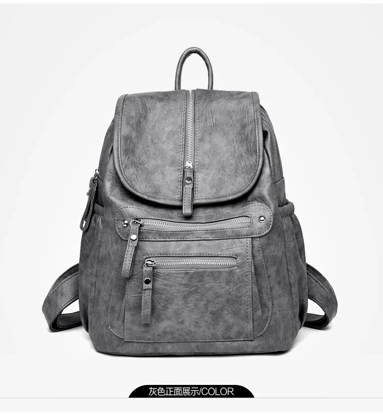Women High Quality Leather Backpacks Vintage Female Shoulder Bag Sac A Dos Travel Ladies Bagpack Mochilas School Bags for Girls