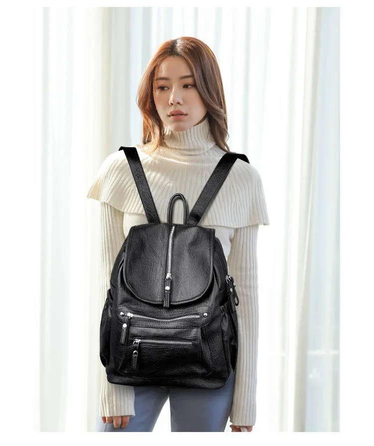 Women High Quality Leather Backpacks Vintage Female Shoulder Bag Sac A Dos Travel Ladies Bagpack Mochilas School Bags for Girls