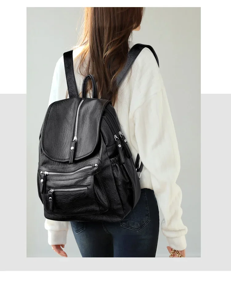 Women High Quality Leather Backpacks Vintage Female Shoulder Bag Sac A Dos Travel Ladies Bagpack Mochilas School Bags for Girls