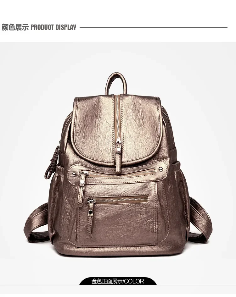 Women High Quality Leather Backpacks Vintage Female Shoulder Bag Sac A Dos Travel Ladies Bagpack Mochilas School Bags for Girls