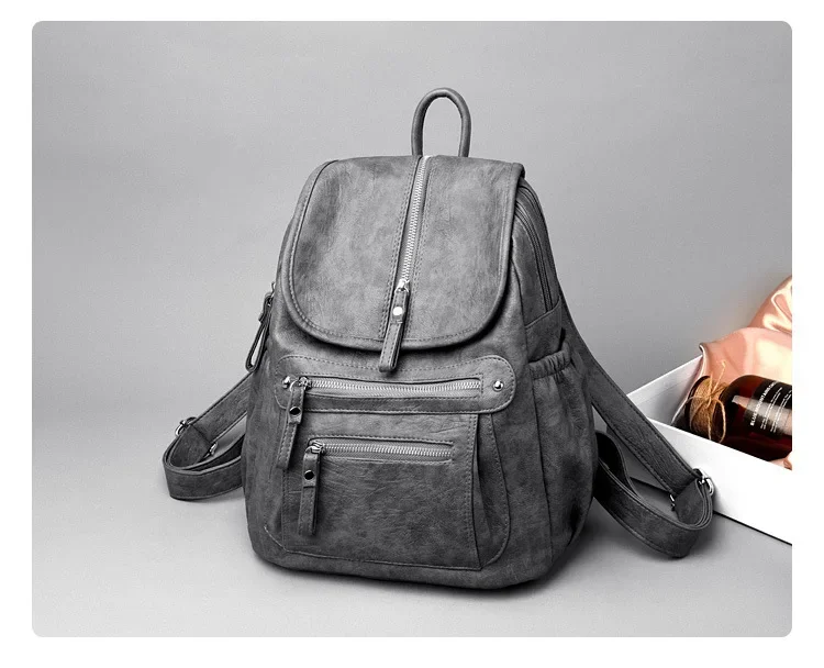 Women High Quality Leather Backpacks Vintage Female Shoulder Bag Sac A Dos Travel Ladies Bagpack Mochilas School Bags for Girls