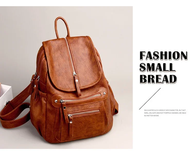 Women High Quality Leather Backpacks Vintage Female Shoulder Bag Sac A Dos Travel Ladies Bagpack Mochilas School Bags for Girls