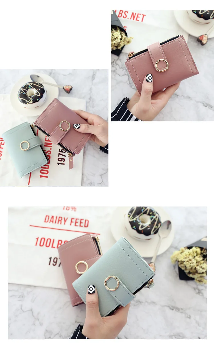 New Fashion Short Women's Wallet Zipper Card Holder Cute Female Coin Purse High Quality PU Wallets For Girls