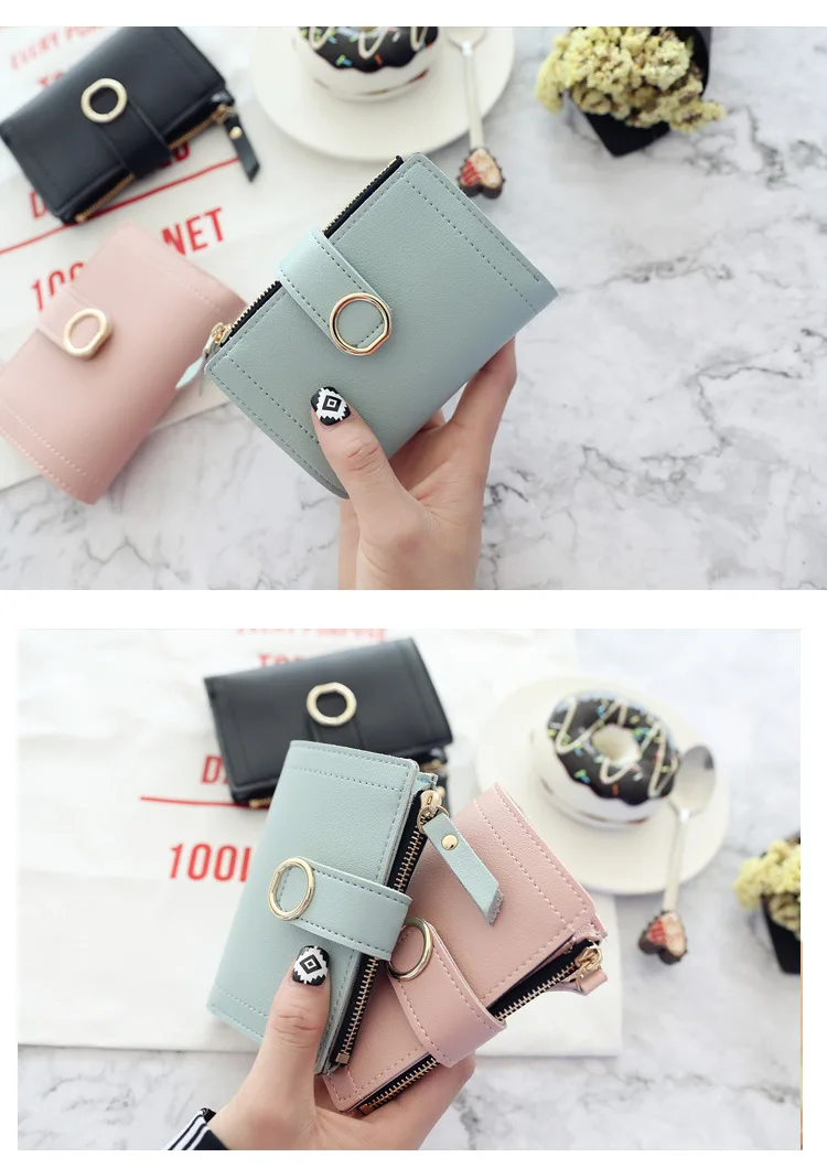 New Fashion Short Women's Wallet Zipper Card Holder Cute Female Coin Purse High Quality PU Wallets For Girls