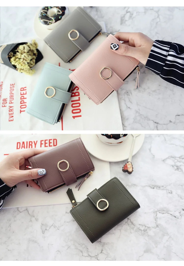 New Fashion Short Women's Wallet Zipper Card Holder Cute Female Coin Purse High Quality PU Wallets For Girls