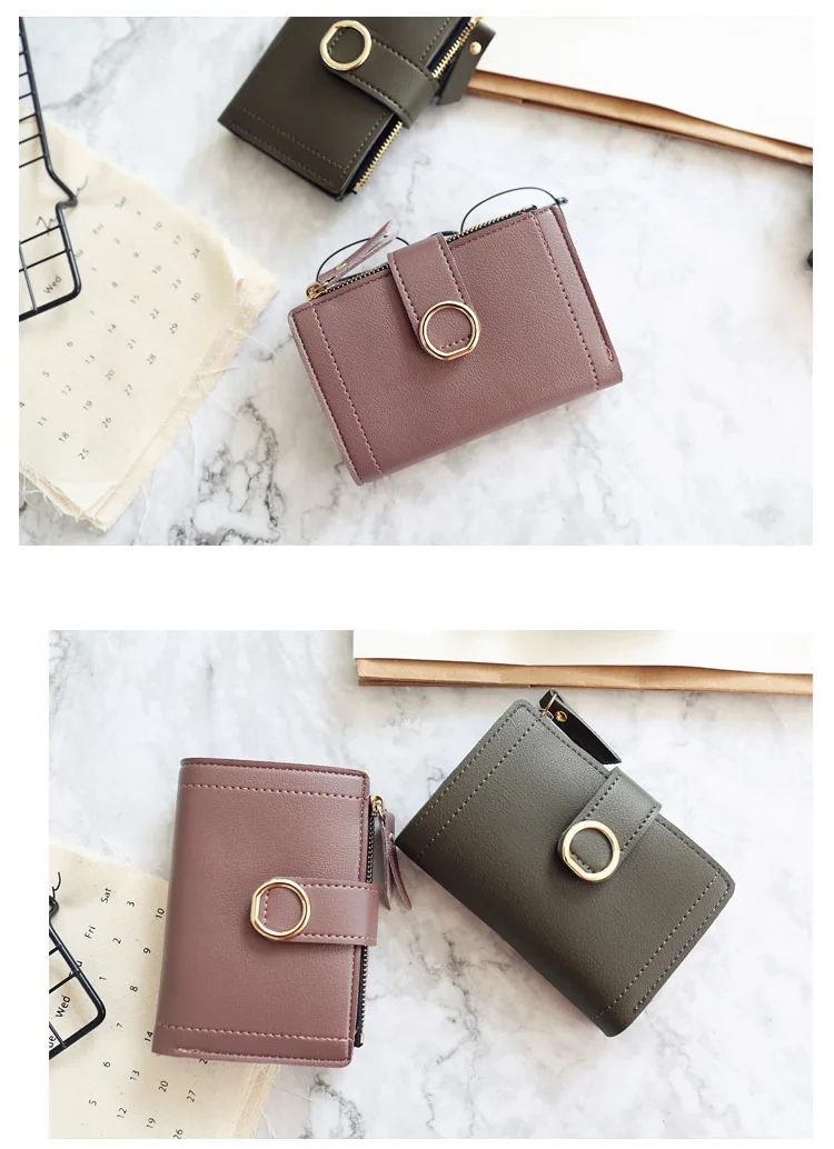 New Fashion Short Women's Wallet Zipper Card Holder Cute Female Coin Purse High Quality PU Wallets For Girls