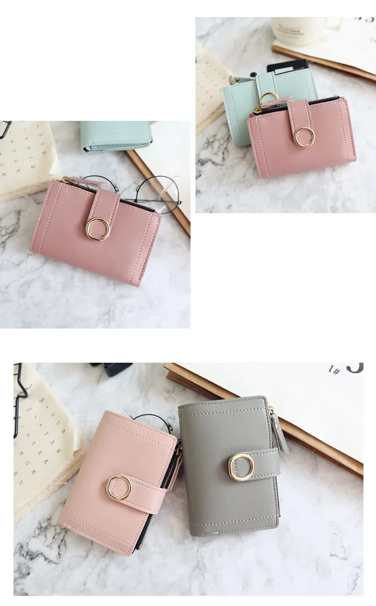 New Fashion Short Women's Wallet Zipper Card Holder Cute Female Coin Purse High Quality PU Wallets For Girls