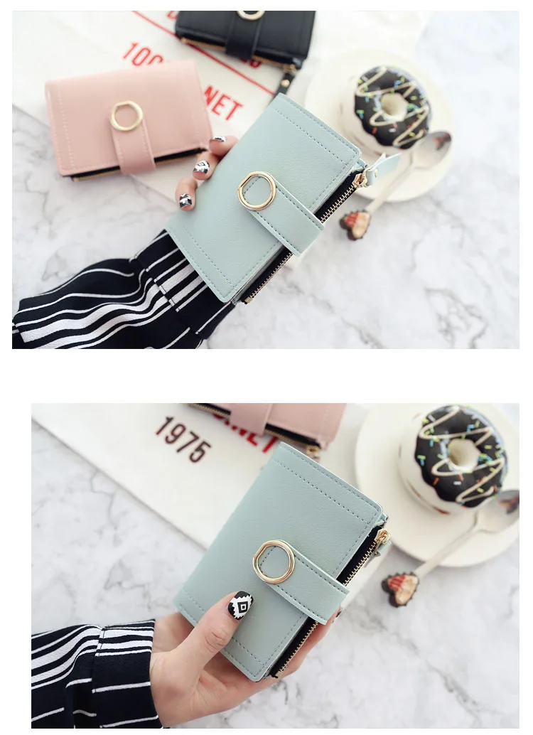 New Fashion Short Women's Wallet Zipper Card Holder Cute Female Coin Purse High Quality PU Wallets For Girls