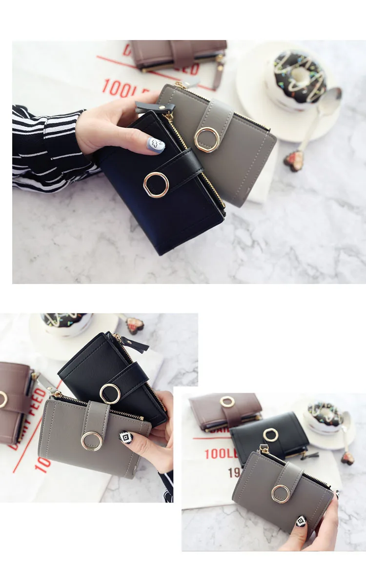 New Fashion Short Women's Wallet Zipper Card Holder Cute Female Coin Purse High Quality PU Wallets For Girls