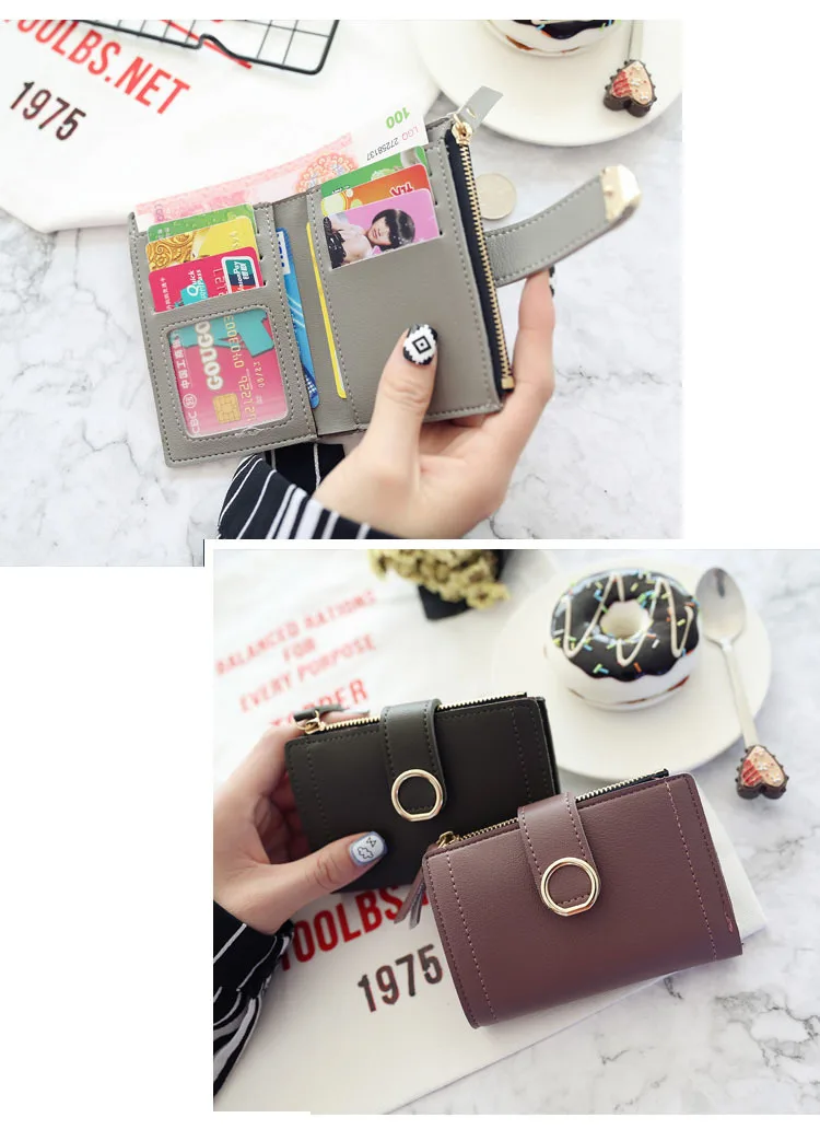 New Fashion Short Women's Wallet Zipper Card Holder Cute Female Coin Purse High Quality PU Wallets For Girls