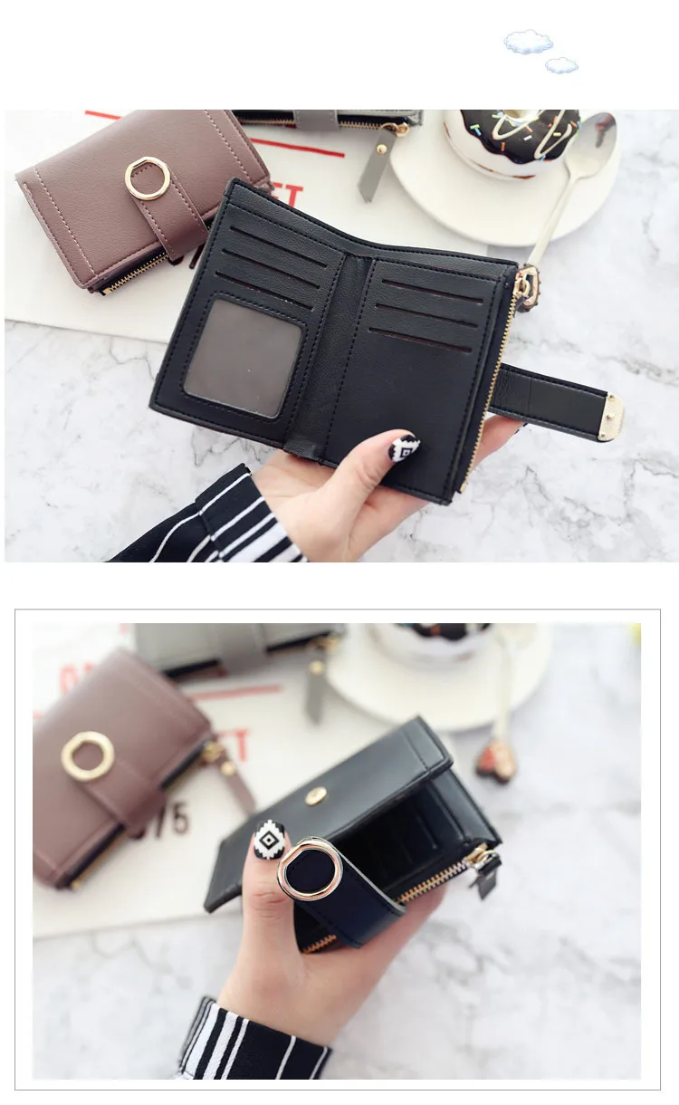 New Fashion Short Women's Wallet Zipper Card Holder Cute Female Coin Purse High Quality PU Wallets For Girls