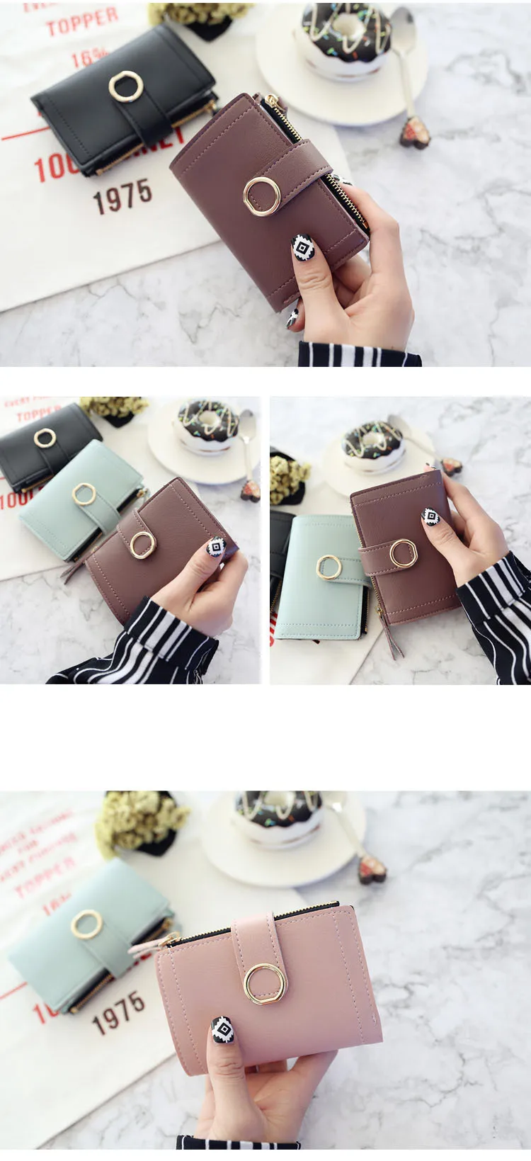 New Fashion Short Women's Wallet Zipper Card Holder Cute Female Coin Purse High Quality PU Wallets For Girls