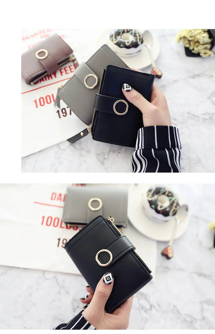 New Fashion Short Women's Wallet Zipper Card Holder Cute Female Coin Purse High Quality PU Wallets For Girls