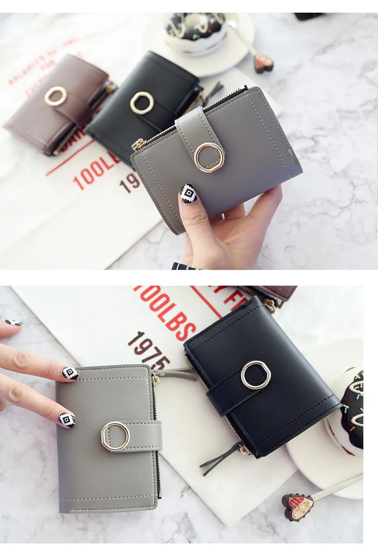 New Fashion Short Women's Wallet Zipper Card Holder Cute Female Coin Purse High Quality PU Wallets For Girls