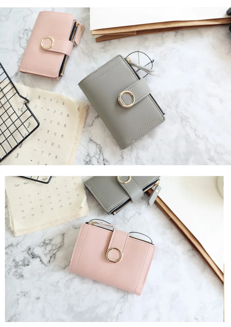 New Fashion Short Women's Wallet Zipper Card Holder Cute Female Coin Purse High Quality PU Wallets For Girls