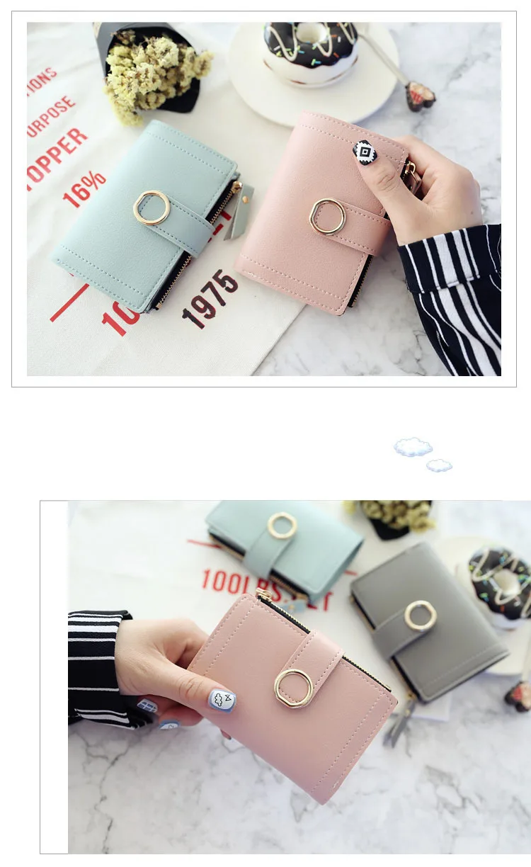 New Fashion Short Women's Wallet Zipper Card Holder Cute Female Coin Purse High Quality PU Wallets For Girls