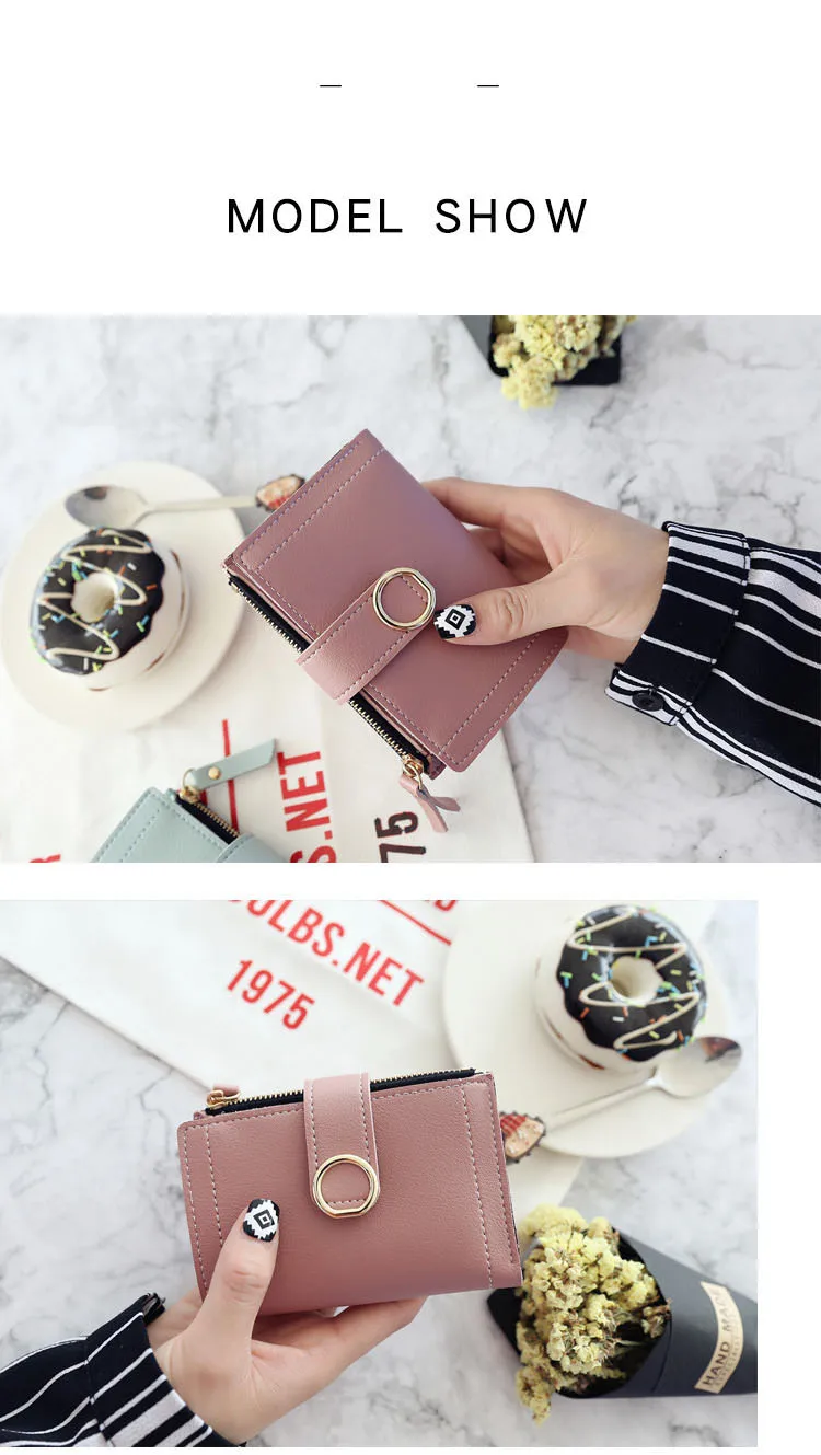 New Fashion Short Women's Wallet Zipper Card Holder Cute Female Coin Purse High Quality PU Wallets For Girls