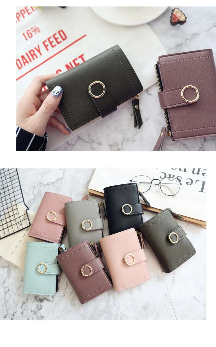 New Fashion Short Women's Wallet Zipper Card Holder Cute Female Coin Purse High Quality PU Wallets For Girls
