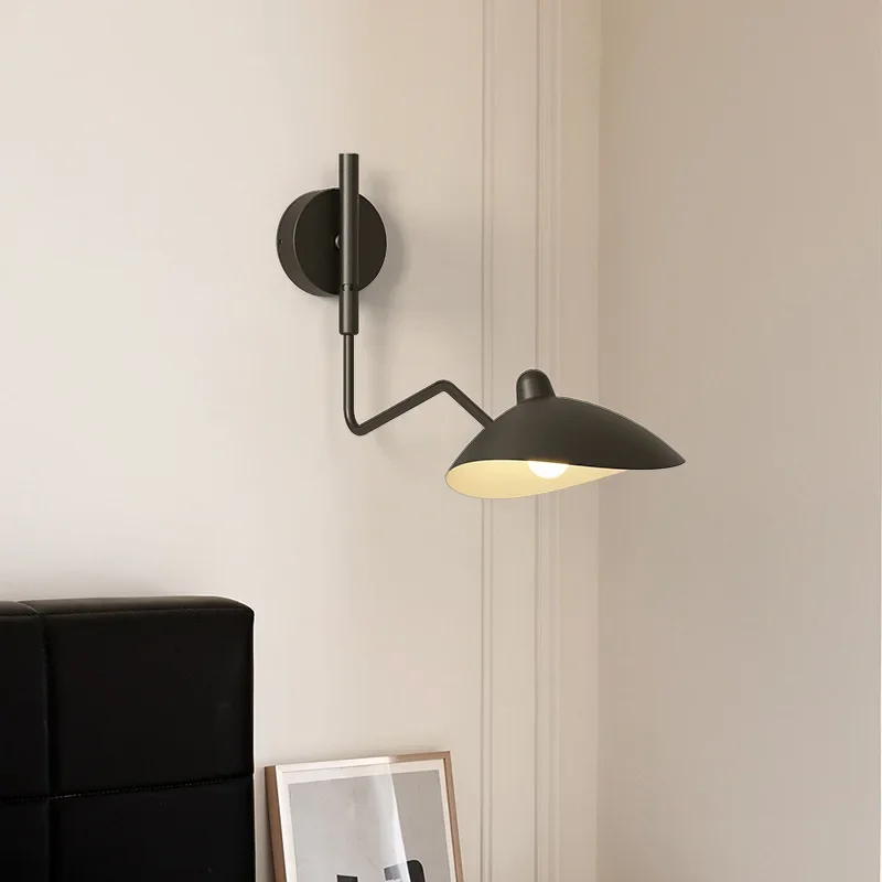 Industrial Black Aluminium Spider Serge Mouille LED Wall Lamps,Adjustable Long Arm LED Light Living Room Bedroom Home Decor
