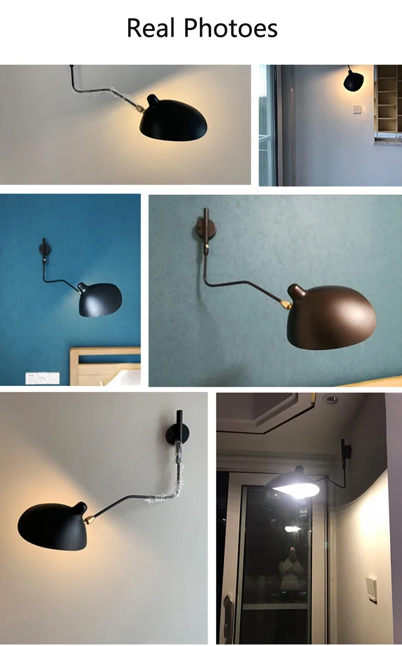 Industrial Black Aluminium Spider Serge Mouille LED Wall Lamps,Adjustable Long Arm LED Light Living Room Bedroom Home Decor