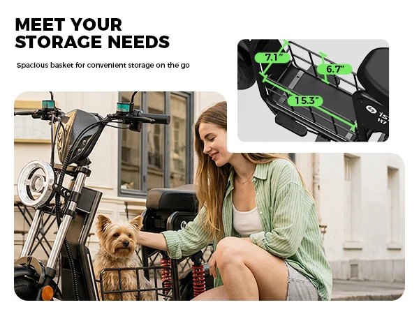 isinwheel H7 Electric Scooter for Adults, 16" Fat Tire, 1500W Motor, 48V 15.6Ah Battery, 37–43 Miles Range, Up to 35 MPH, Dual Suspension & Hydraulic Disc Brakes, Black