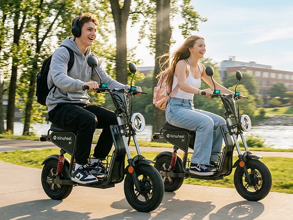 isinwheel H7 Electric Scooter for Adults, 16" Fat Tire, 1500W Motor, 48V 15.6Ah Battery, 37–43 Miles Range, Up to 35 MPH, Dual Suspension & Hydraulic Disc Brakes, Black