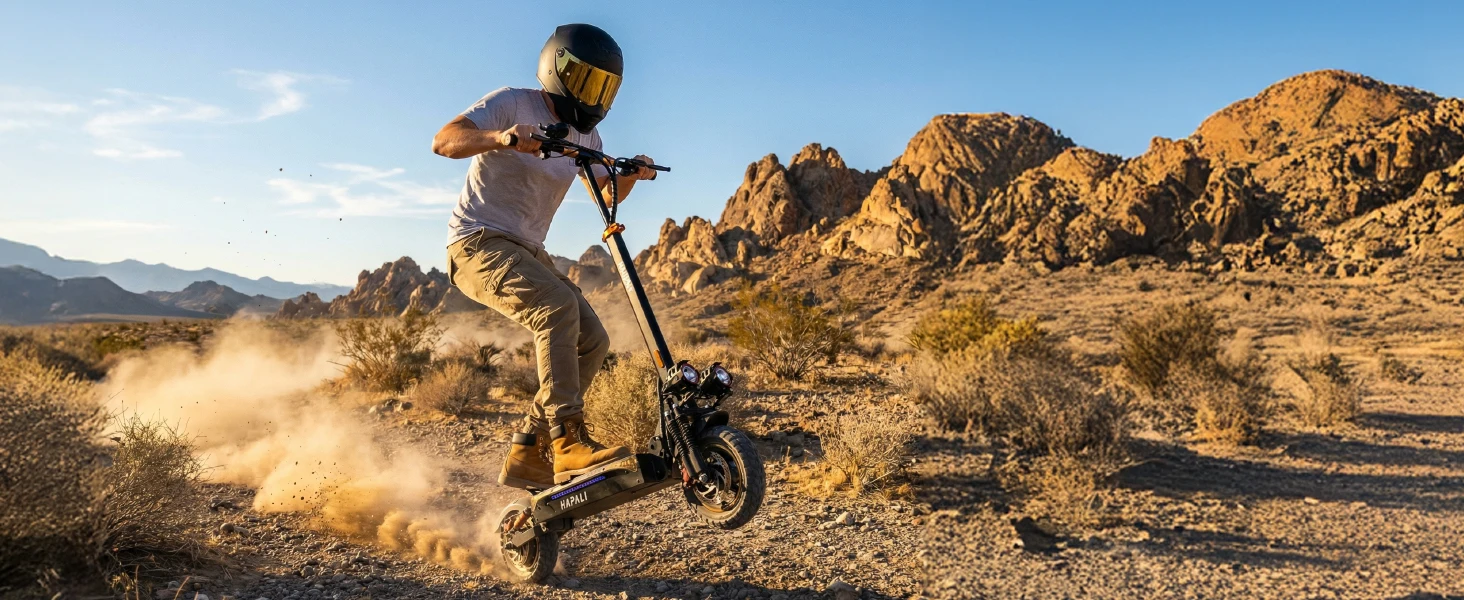 Off Road Electric Scooter, 1200W Motor, 25 Miles Range, 31 MPH, 11" All Terrain Tire, E-Scooter for Adults with Double Suspension & Side Light Disc Brakes