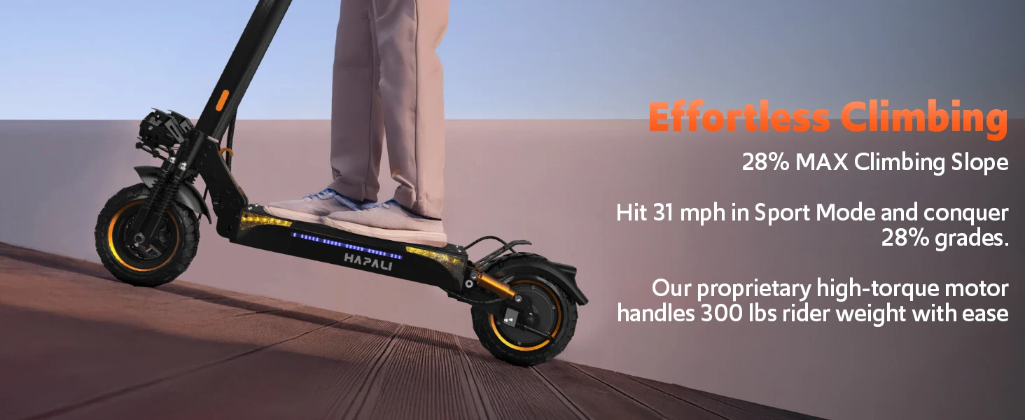 Off Road Electric Scooter, 1200W Motor, 25 Miles Range, 31 MPH, 11" All Terrain Tire, E-Scooter for Adults with Double Suspension & Side Light Disc Brakes