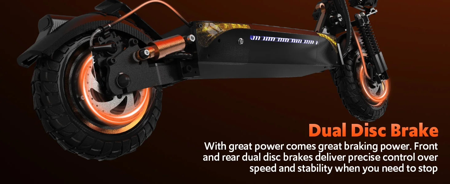 Off Road Electric Scooter, 1200W Motor, 25 Miles Range, 31 MPH, 11" All Terrain Tire, E-Scooter for Adults with Double Suspension & Side Light Disc Brakes