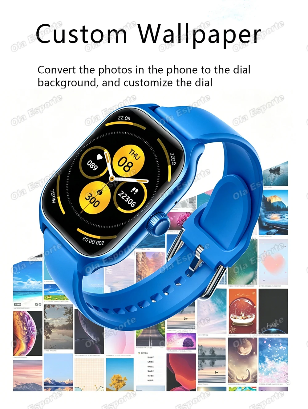 Men Women Smart Watch 2.01'' Waterproof Fitness Sport Watch Answer Call Sleep Sport Pedometer Information Alerts Smartwatch Ht30