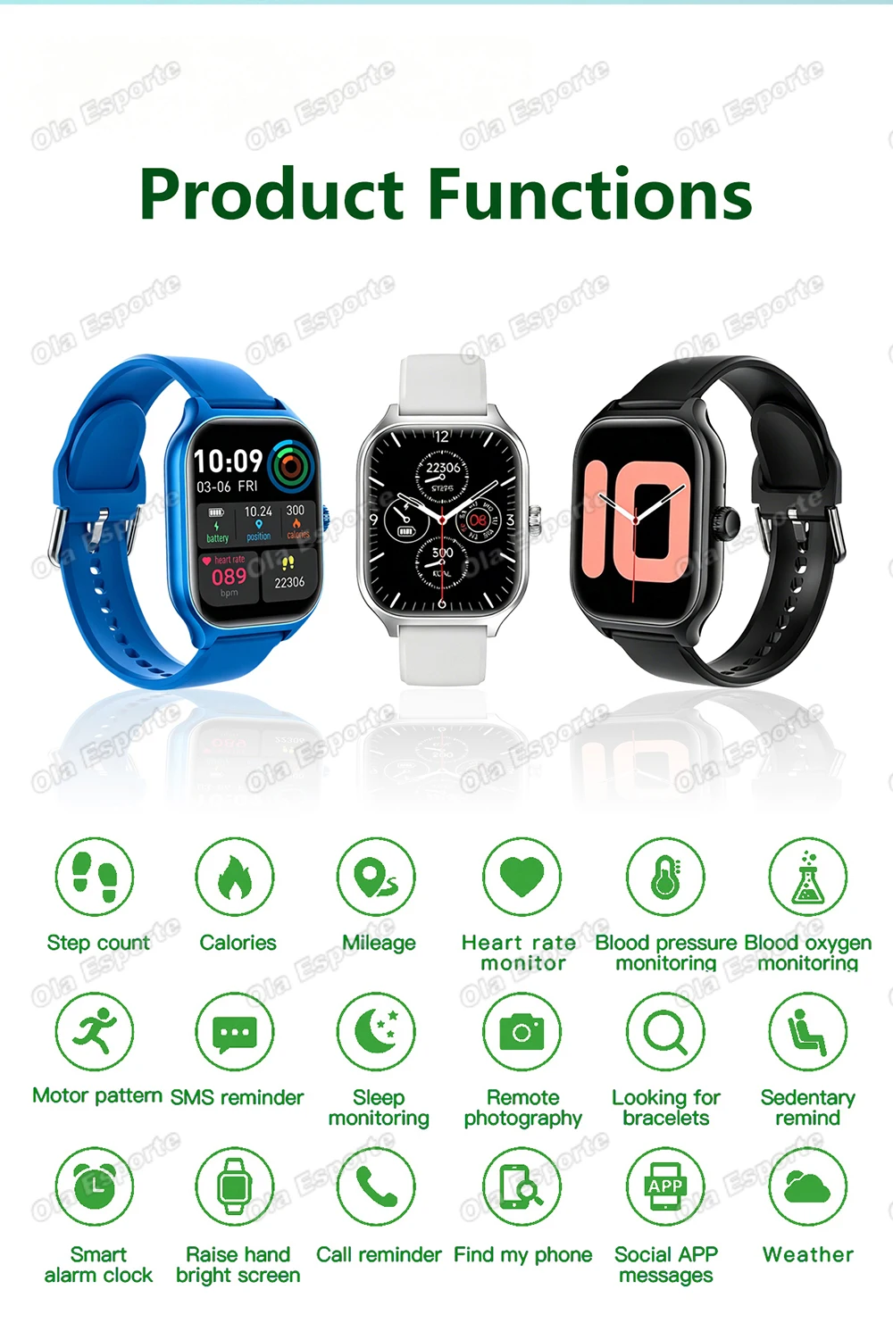 Men Women Smart Watch 2.01'' Waterproof Fitness Sport Watch Answer Call Sleep Sport Pedometer Information Alerts Smartwatch Ht30