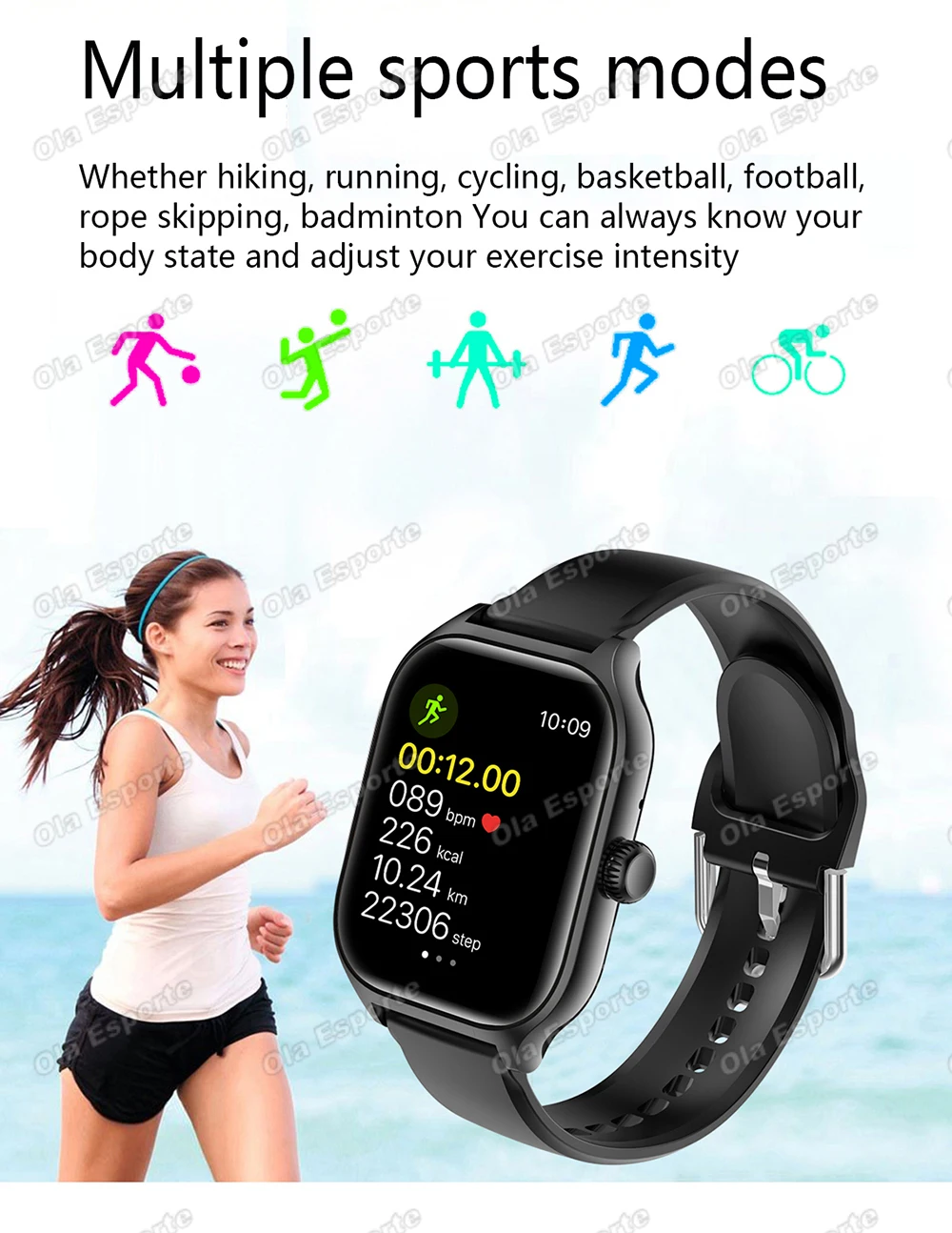 Men Women Smart Watch 2.01'' Waterproof Fitness Sport Watch Answer Call Sleep Sport Pedometer Information Alerts Smartwatch Ht30