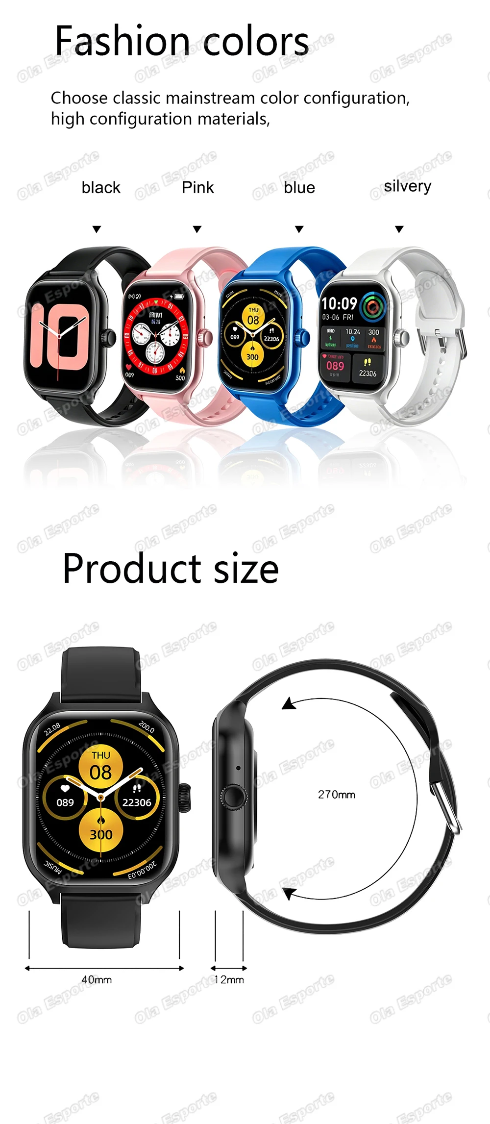 Men Women Smart Watch 2.01'' Waterproof Fitness Sport Watch Answer Call Sleep Sport Pedometer Information Alerts Smartwatch Ht30