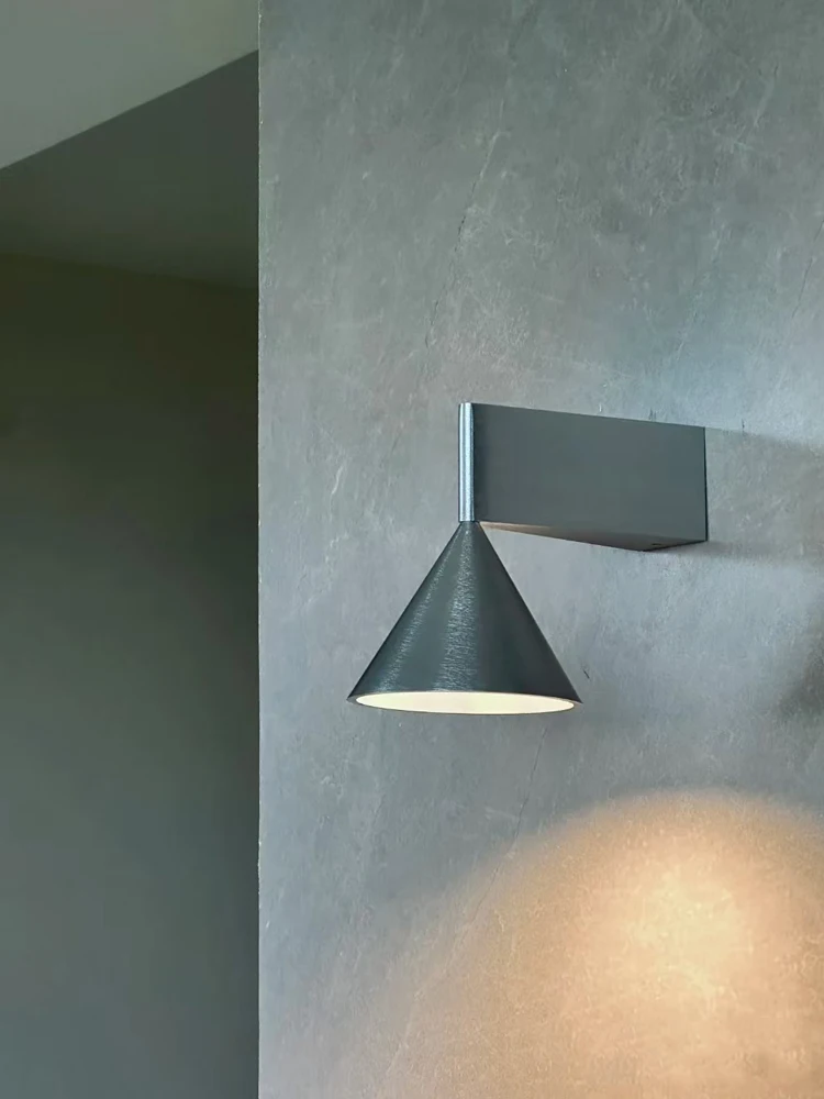 Italian Designer's Minimalist Aluminum Bedside Wall Lamp Corridor Staircase Background Wall Conical Geometric Warm Wall Lamp