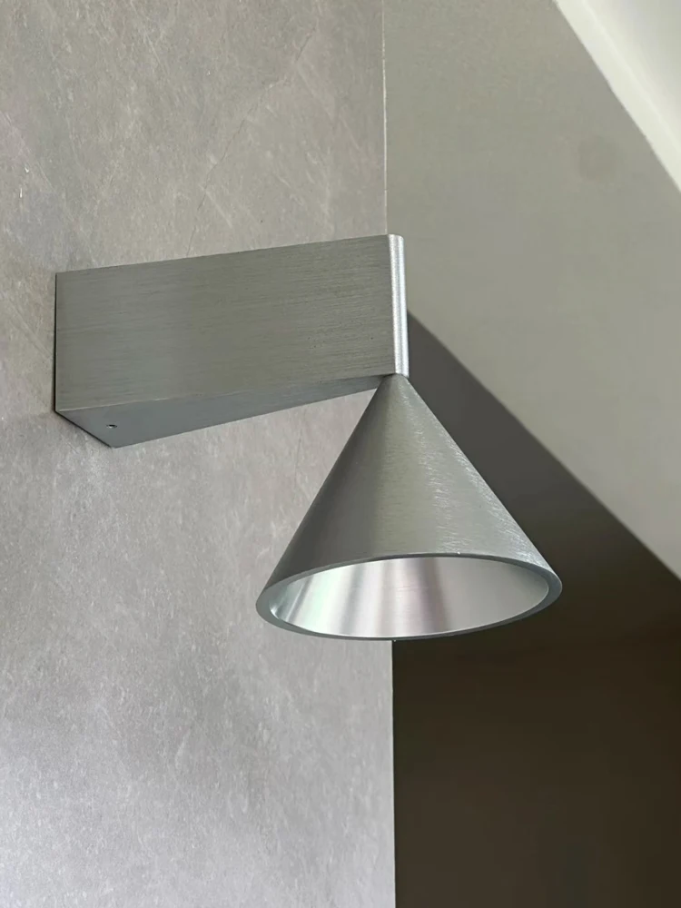Italian Designer's Minimalist Aluminum Bedside Wall Lamp Corridor Staircase Background Wall Conical Geometric Warm Wall Lamp