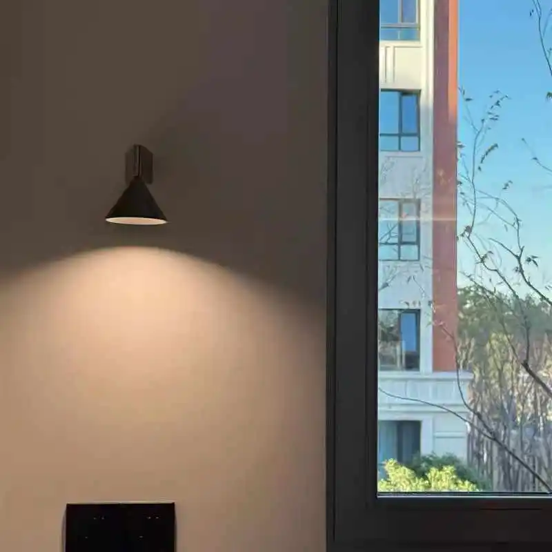Italian Designer's Minimalist Aluminum Bedside Wall Lamp Corridor Staircase Background Wall Conical Geometric Warm Wall Lamp