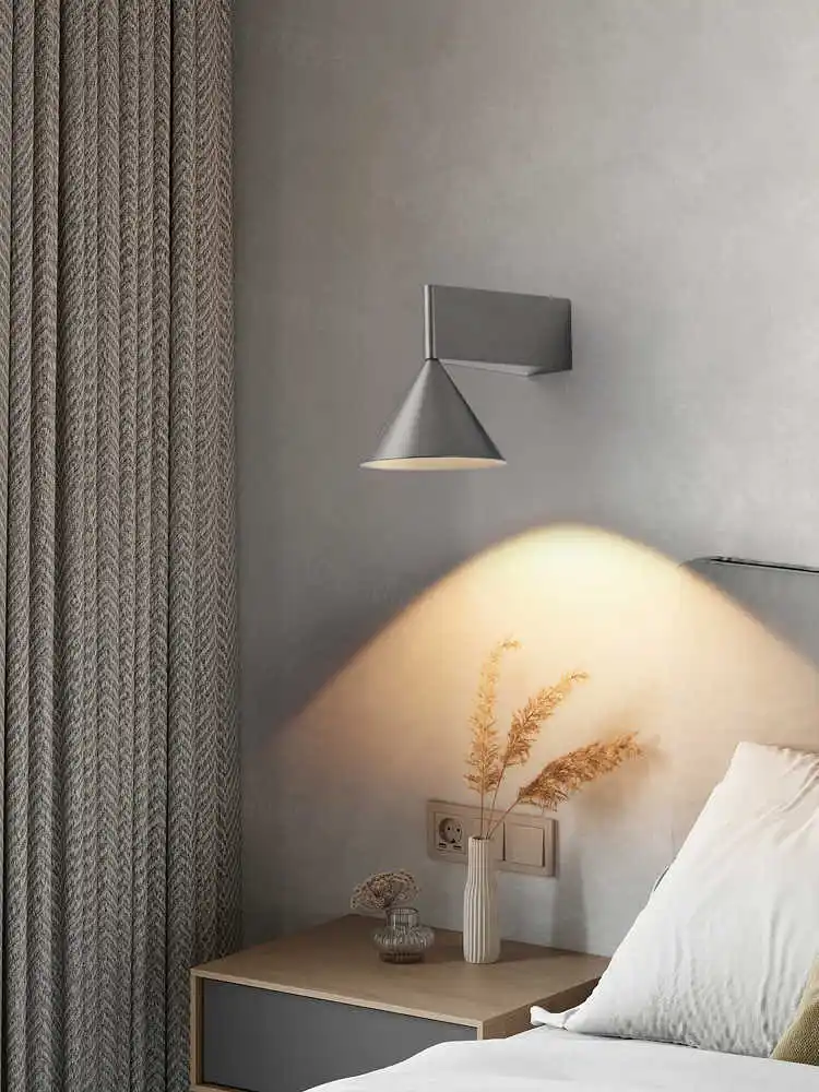 Italian Designer's Minimalist Aluminum Bedside Wall Lamp Corridor Staircase Background Wall Conical Geometric Warm Wall Lamp