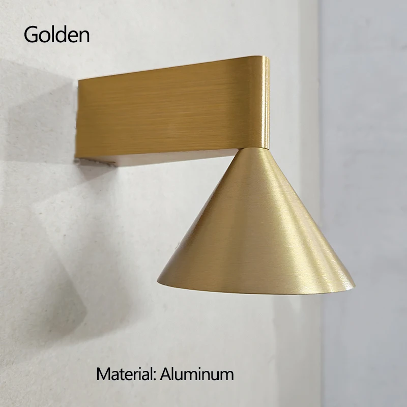 Italian Designer's Minimalist Aluminum Bedside Wall Lamp Corridor Staircase Background Wall Conical Geometric Warm Wall Lamp