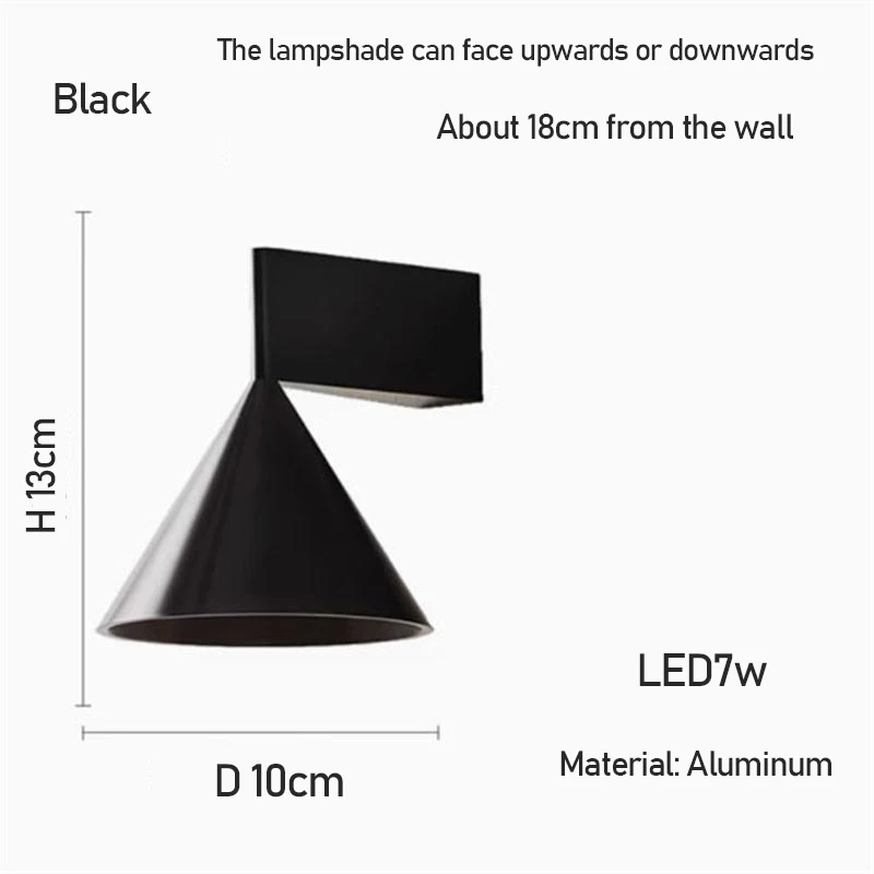 Italian Designer's Minimalist Aluminum Bedside Wall Lamp Corridor Staircase Background Wall Conical Geometric Warm Wall Lamp