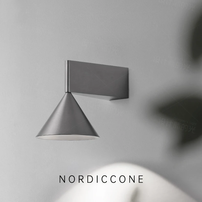 Italian Designer's Minimalist Aluminum Bedside Wall Lamp Corridor Staircase Background Wall Conical Geometric Warm Wall Lamp