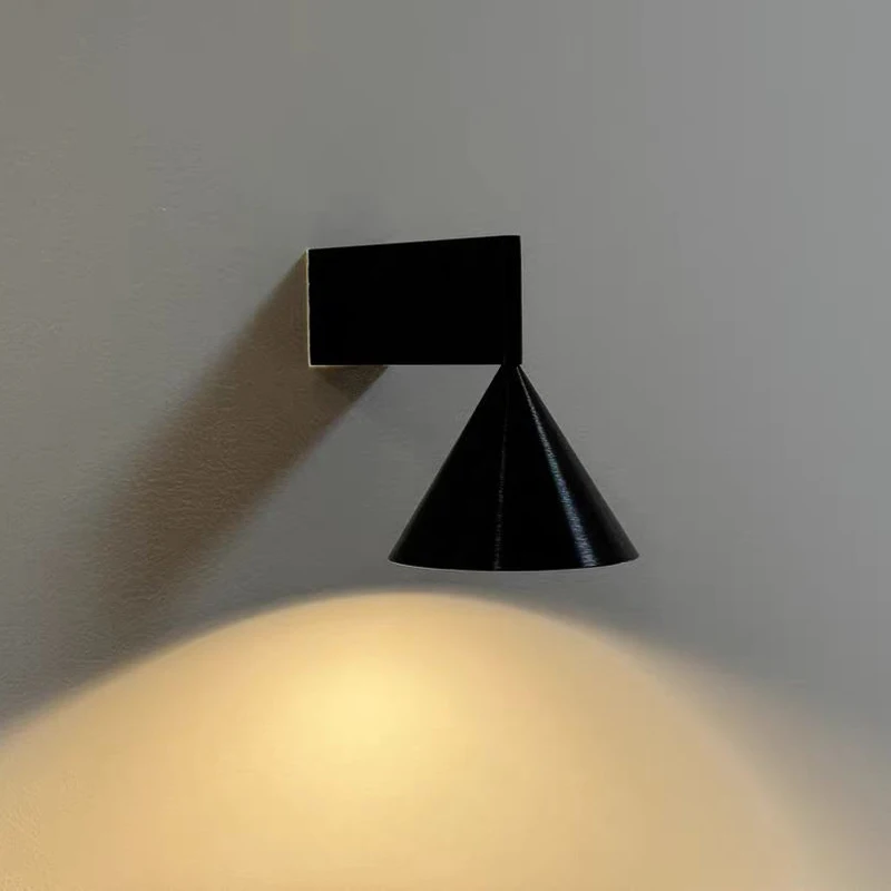 Italian Designer's Minimalist Aluminum Bedside Wall Lamp Corridor Staircase Background Wall Conical Geometric Warm Wall Lamp