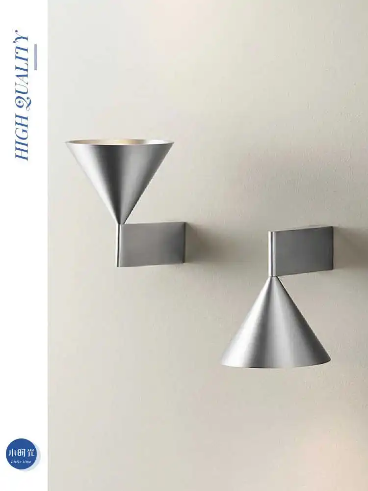 Italian Designer's Minimalist Aluminum Bedside Wall Lamp Corridor Staircase Background Wall Conical Geometric Warm Wall Lamp