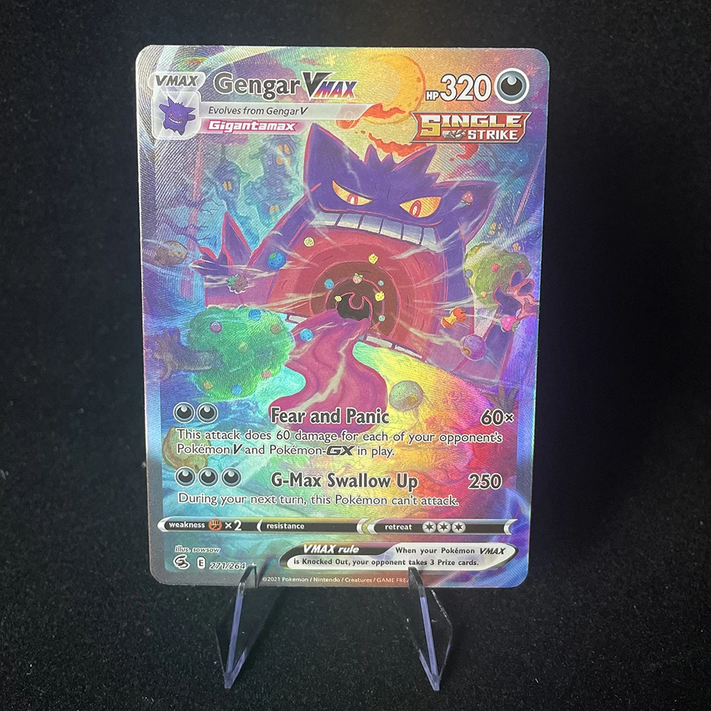 Anime PTCG Trading Card Vaporeon Lillies Clefairy Ex Gengar Vmax Rule Holographic Game Collection Card Child Holiday Gifts