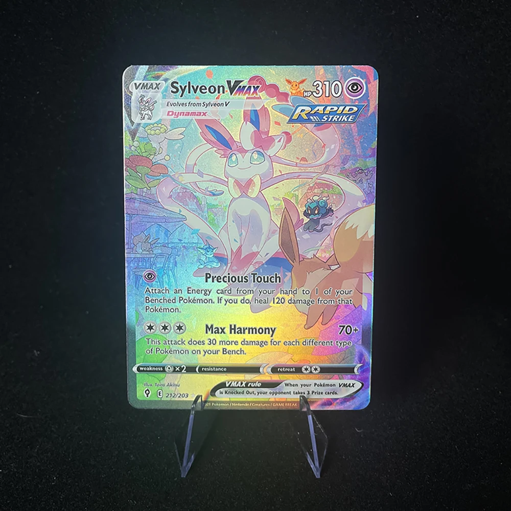 Anime PTCG Trading Card Vaporeon Lillies Clefairy Ex Gengar Vmax Rule Holographic Game Collection Card Child Holiday Gifts