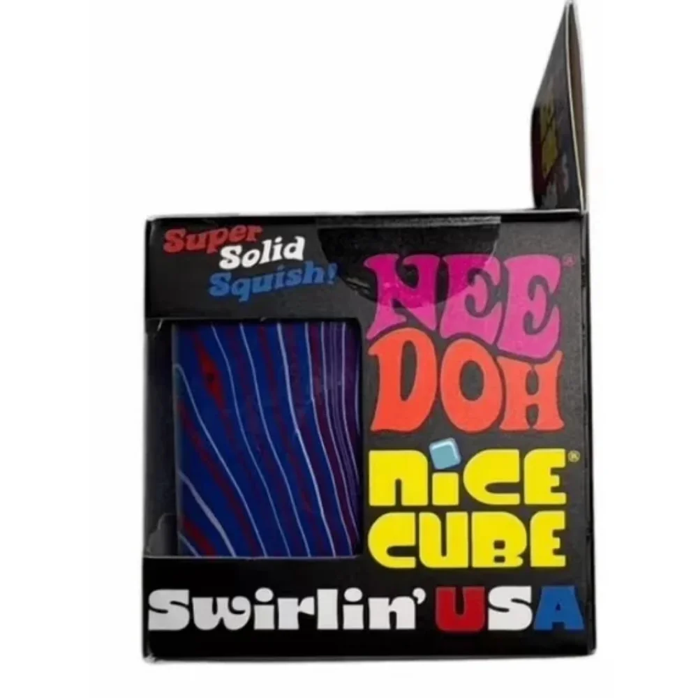 NeeDoh Swirlin USA Limited Sensory Squish Unique Swirling Sensory Stress Relief Squeeze Cube Anti-Anxiety Fidget for Focus ADHD