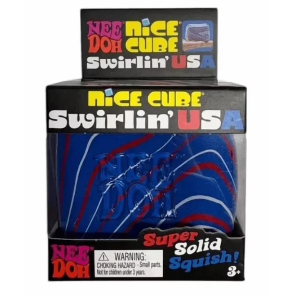 NeeDoh Swirlin USA Limited Sensory Squish Unique Swirling Sensory Stress Relief Squeeze Cube Anti-Anxiety Fidget for Focus ADHD