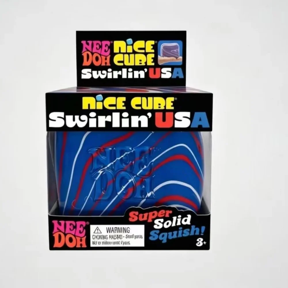 NeeDoh Swirlin USA Limited Sensory Squish Unique Swirling Sensory Stress Relief Squeeze Cube Anti-Anxiety Fidget for Focus ADHD