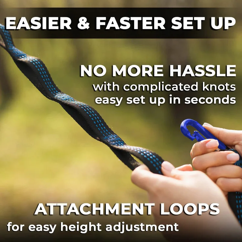 Camping Hammock Tree Friendly Straps with 12 Adjustable Loops and Ultra-Length Outdoor Hammock Straps and Belts