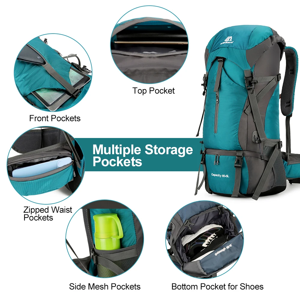70L Travel Backpack Hiking Backpack Water-resistant Climbing Camping Backpack Travel Daypack with Rain Cover Climbing Bag